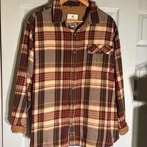 Legendary Whitetails Men's Buck Camp Flannel Plaid Shirt  Corduroy Trim XL